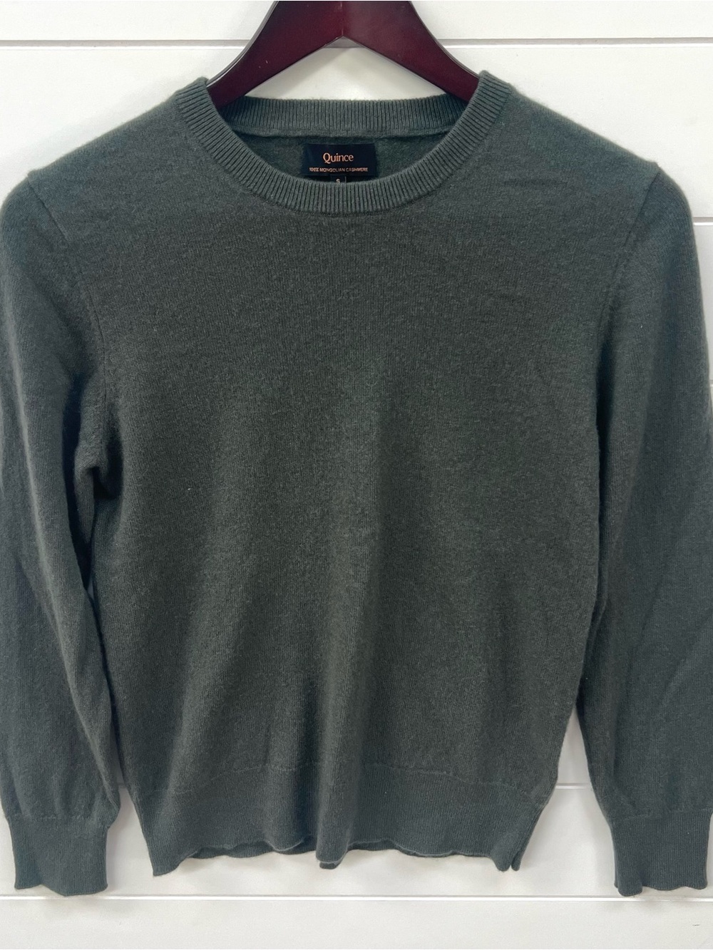 Women’s Quince Mongolian Cashmere Crewneck Sweater S Moss Green 100% Cashmere